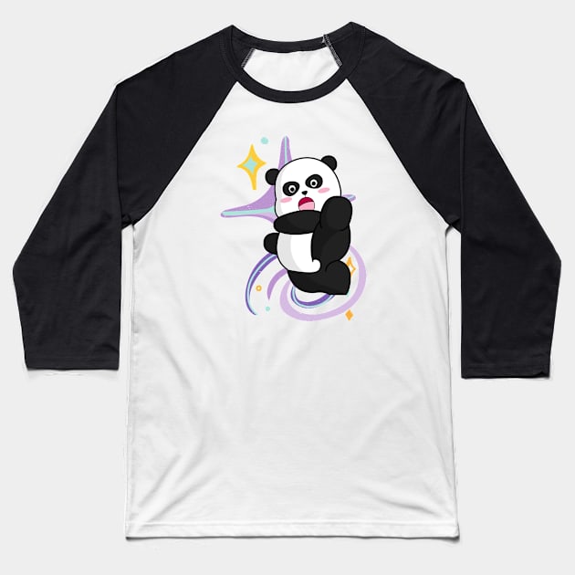 Cute Panda Kungfu In Space Baseball T-Shirt by Suga Collection